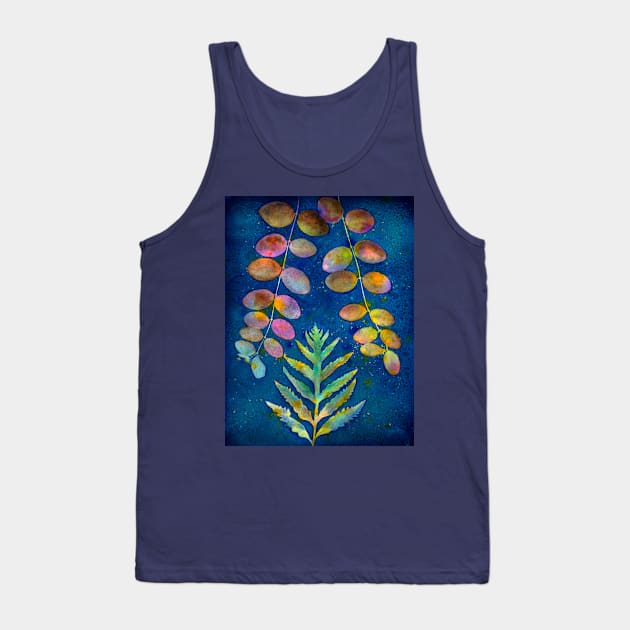 Botanical cyanotype and watercolor Tank Top by redwitchart